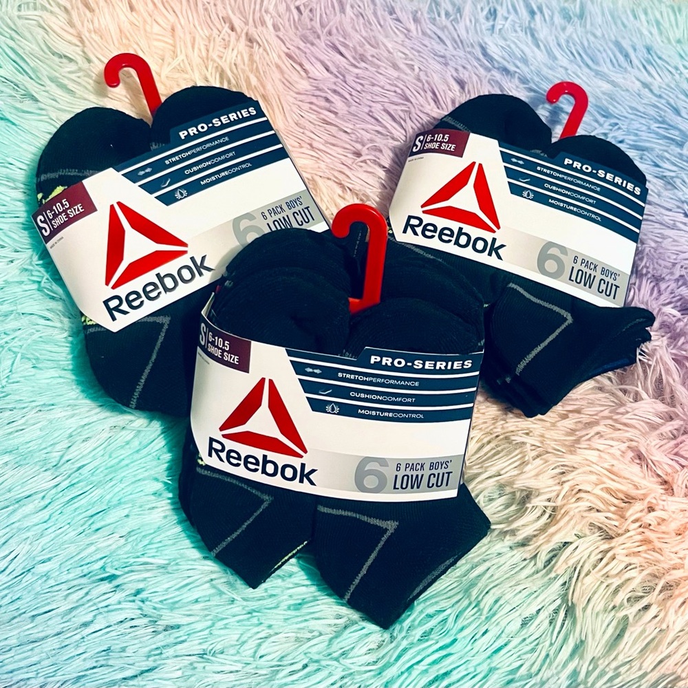 6-Pack Reebok Boys Low-Cut Socks ~ Small X3